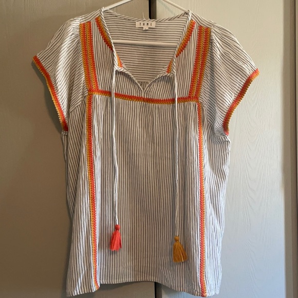 THML Tops - THML striped Tunic with tassels
